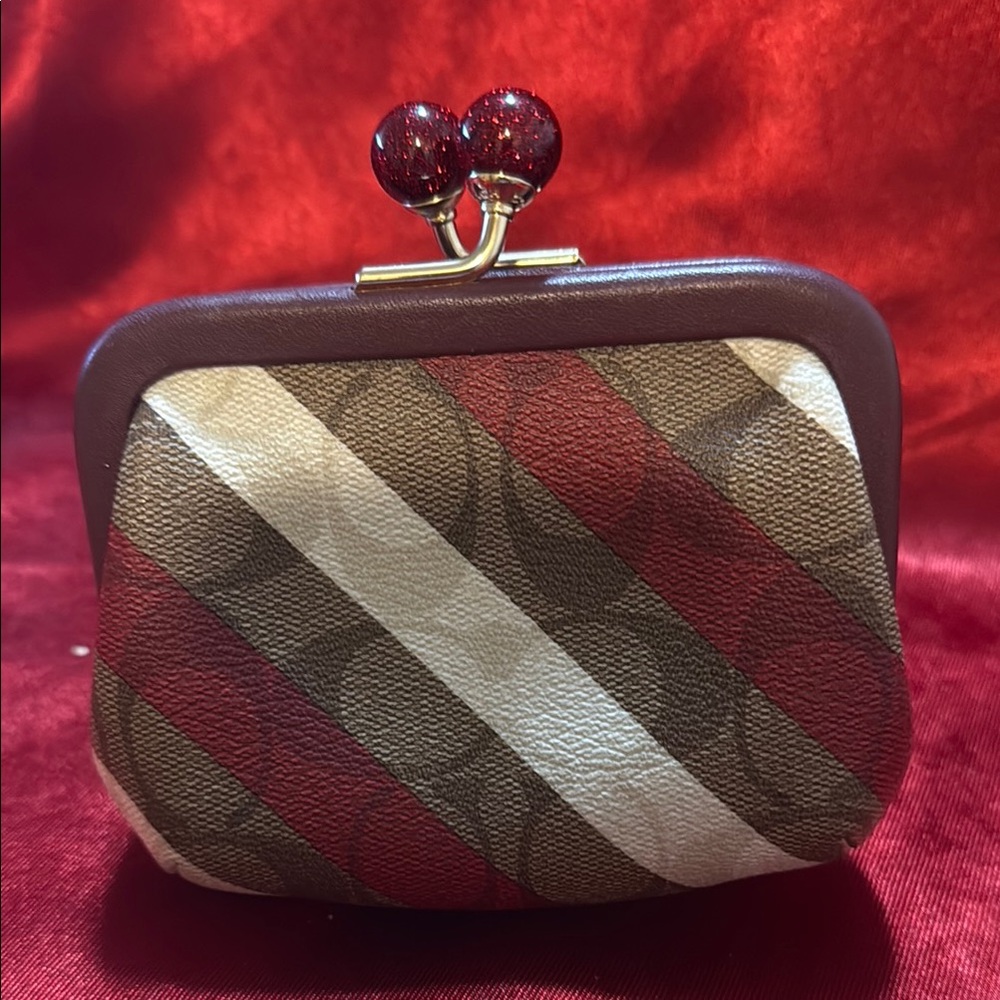 Striped Brown and Red Women's Clutch